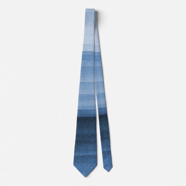 Navy Blue Watercolor Ombre Neck Tie Krawatte (Vorderseite)