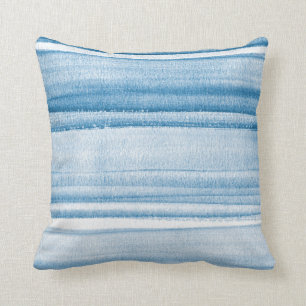 Navy Blue Watercolor Ombre Throw Kissen