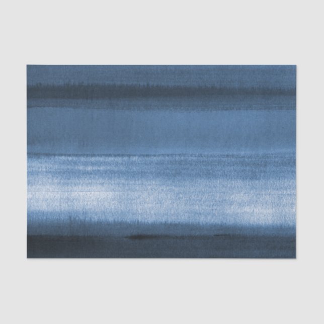 Navy Blue Watercolor Ombre Tissue Paper Seidenpapier (Vorderseite)