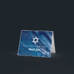 Navy Blue Watercolor Star von David Bar Mitzvah Dankeskarte<br><div class="desc">Navy Blue Watercolor WaschHintergrund mit weißen Stern von David für Ihre Bat Mitzvah oder Bar Mitzvah Dankeschön Karten. Für Anfragen über kundenspezifische Designänderungen des unabhängigen Designers senden Sie bitte eine E-Mail an paula@labellarue.com BEVOR Sie Ihre Bestellung anpassen oder anpassen.</div>