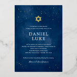 Navy Blue Watercolor Starry Night Bar Mitzvah Folieneinladung<br><div class="desc">Navy Blue Watercolor Starry Night Bar Mitzvah Real Foil Einladung. Dieses Bat / Bar Mitzvah Einladung verfügt über einen marineblauen Aquarellhintergrund mit kleinen Nachtstars und den Star of David in einer echten Folienpresse. Für Anfragen über kundenspezifische Designänderungen des unabhängigen Designers senden Sie bitte eine E-Mail an paula@labellarue.com BEVOR Sie Ihre...</div>