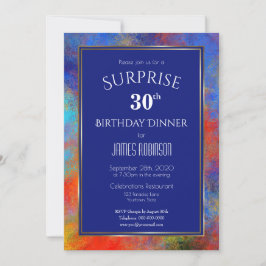 Navy Blue Watercolor Überraschung 30. Geburtstag A Einladung