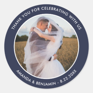 Navy Blue Wedding Danke Foto Stickers