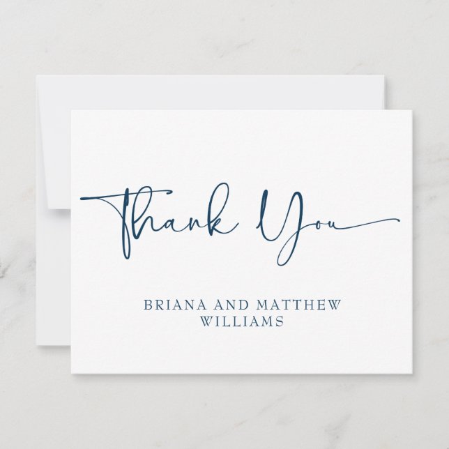 Navy Blue Wedding Dankeschön Card Dankeskarte (Vorderseite)