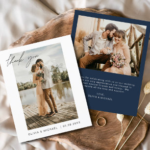 Navy Blue Wedding Dankeschön Cards Foto Minimalist Flyer