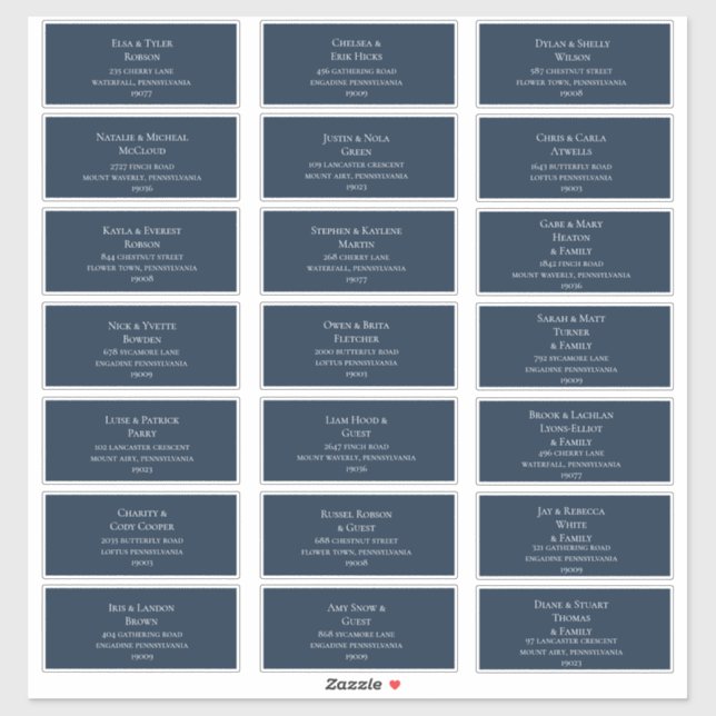 Navy Blue Wedding Guest Address Labels (Blatt)