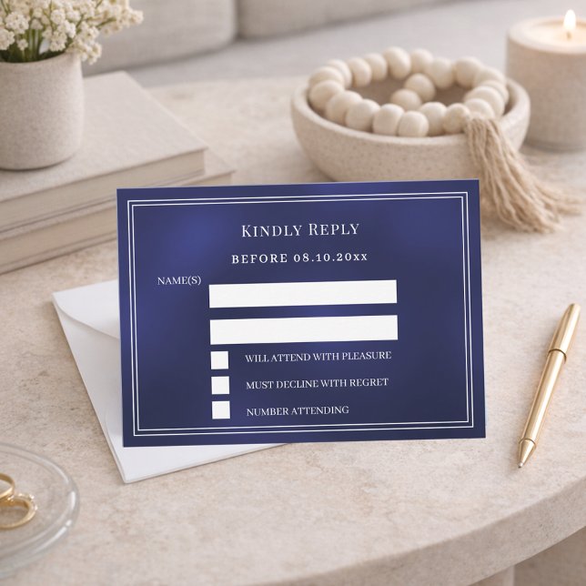 Navy blue wedding response RSVP Mitteilungskarte (Von Creator hochgeladen)