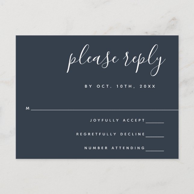 Navy Blue Wedding Response UAWG Postcard Postkarte (Vorderseite)