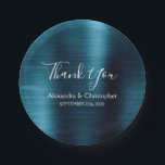 Navy Blue Wedding Vielen Dank Pappteller<br><div class="desc">Navy Blue Imitats Metallic Edelstahl Brush Metal Elegant und moderne Hochzeit Vielen Dank an Ihre Teller. Diese Teller können auf Ihren Namen und Ihr Hochzeitstermin angepasst werden. Bitte kontaktieren Sie den Designer,  wenn Sie angepasste,  passende Artikel wünschen.</div>