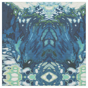Navy Blue, Wedgewood Blue & Green Fabric 'Dover' Stoff