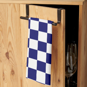 Navy-Blue-Weiß-Schachbrettmuster Geschirrtuch