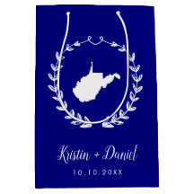 Navy Blue West Virginia Map Wedding Welcome Swag
