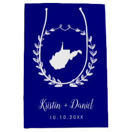 Navy Blue West Virginia Map Wedding Welcome Swag Mittlere Geschenktüte