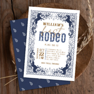 Navy Blue Western First Rodeo Geburtstag Einladung