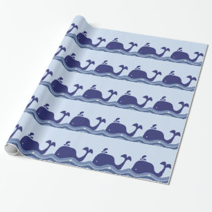Navy Blue Whale Baby Dusche Geschenkpapier