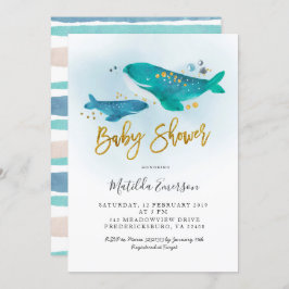 Navy Blue Whale Baby Shower Einladung