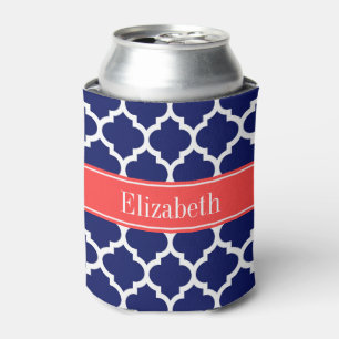 Navy Blue Whcan #5 Coral Red Name Monogram Dosenkühler