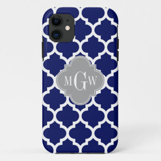 Navy Blue Whisky Marokkaner #5 Gray 3 Initial Mono iPhone 11 Hülle