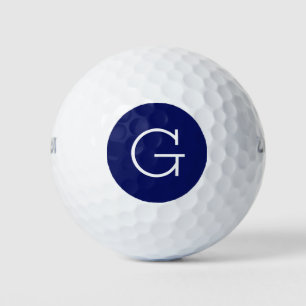 Navy Blue Whisky Stripe Hot Pink Name Monogram Golfball