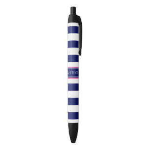 Navy Blue Whisky Stripe Hot Pink Name Monogram Kugelschreiber
