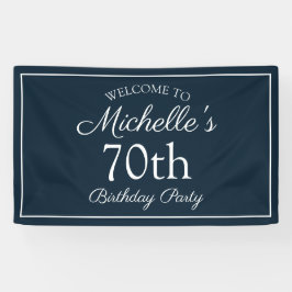 Navy Blue White 70. Geburtstagsparty Banner