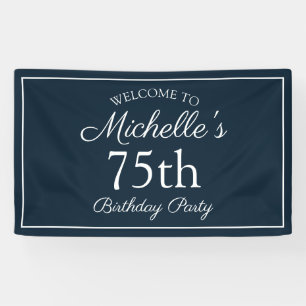 Navy Blue White 75. Geburtstagsparty Banner
