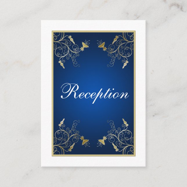 Navy Blue, White and Gold Floral Enclosure Card Begleitkarte (Vorderseite)