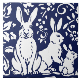 Navy Blue White Bar Cub Woodland Animal Trivet Fliese