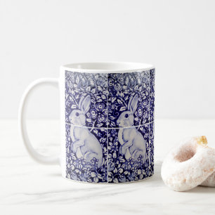 Navy Blue White Bunny Rabbit & Strawberries Sweet Kaffeetasse