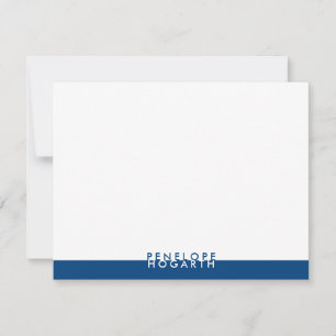 Navy Blue White Chic Moderner Minimalistischer Col Mitteilungskarte