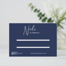 Navy Blue White Chic Press on Nail Display Card