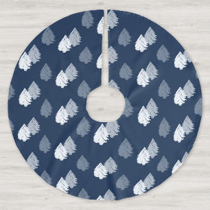 Navy Blue White Christmas Tree Muster Polyester Weihnachtsbaumdecke