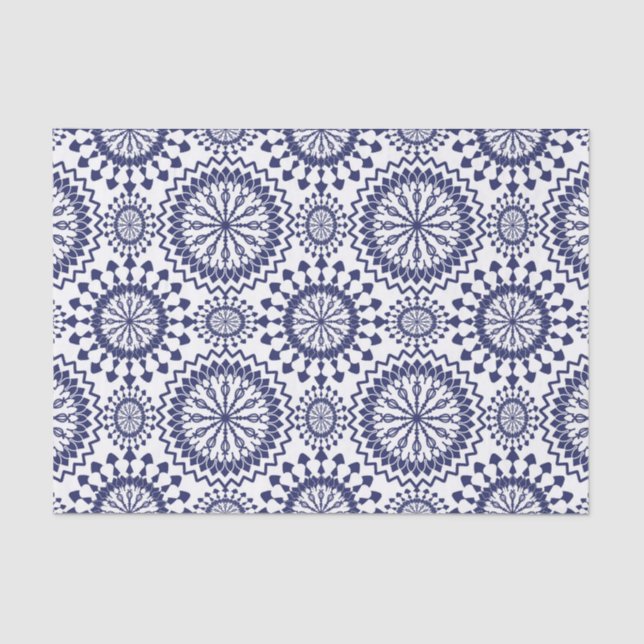 Navy Blue White Circle Muster Seidenpapier (Vorderseite)
