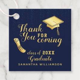 Navy Blue White Class 2025 Danke Abschluss Geschenkanhänger