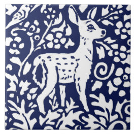 Navy Blue White Deer Fawn Woodland Animal Trivet Fliese