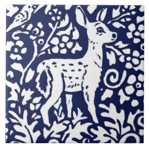 Navy Blue White Deer Fawn Woodland Animal Trivet Fliese