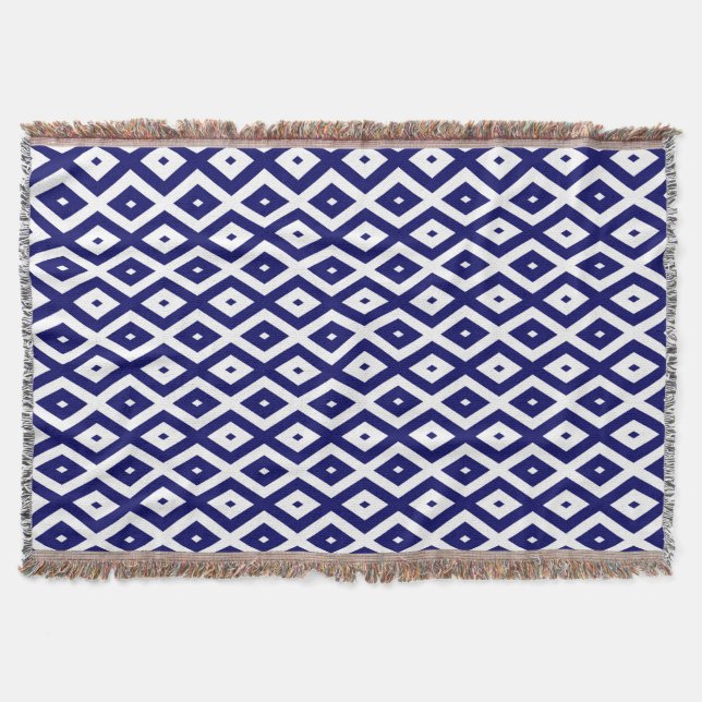 Navy-Blue-White-Diamantmuster Decke (Vorderseite)