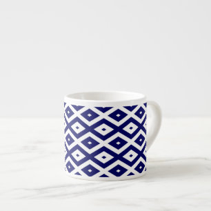Navy-Blue-White-Diamantmuster Espressotasse