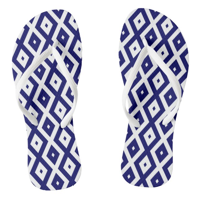 Navy-Blue-White-Diamantmuster Flip Flops (Fußbett)