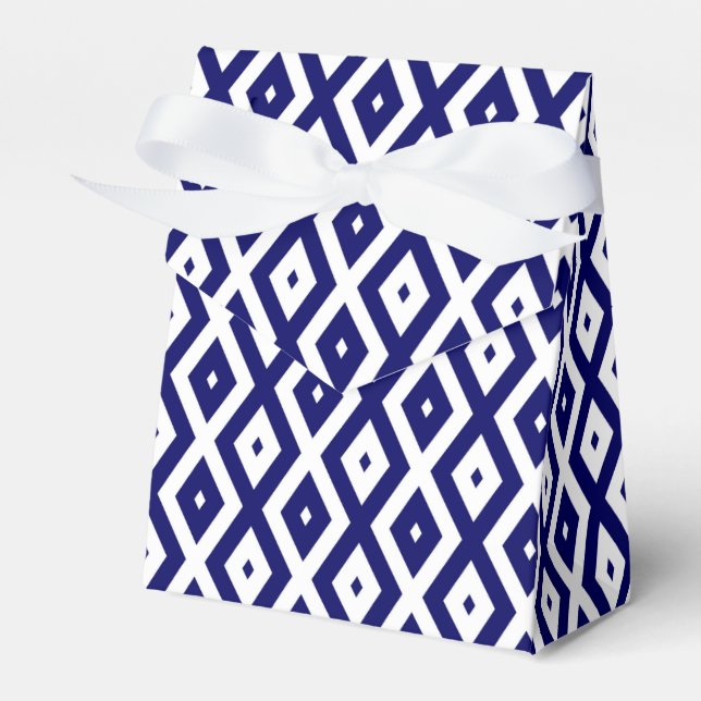 Navy-Blue-White-Diamantmuster Geschenkschachtel (Vorderseite)