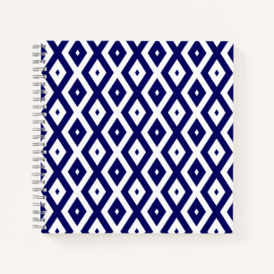 Navy-Blue-White-Diamantmuster Notizbuch