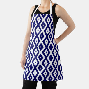Navy-Blue-White-Diamantmuster Schürze
