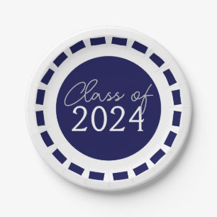 Navy Blue & White Filmstrip Class Year Abschluss Pappteller