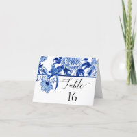 Navy Blue White Floral Chinoiserie Tischnummer