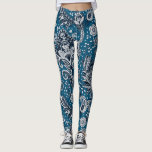 Navy Blue & White Floral Paisley Bohemisch Boho Leggings<br><div class="desc">Leggings</div>