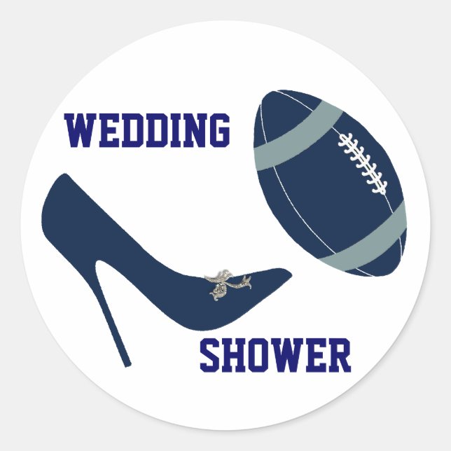 Navy Blue & White Football Themed Umschlag Aufkleb Runder Aufkleber (Vorderseite)