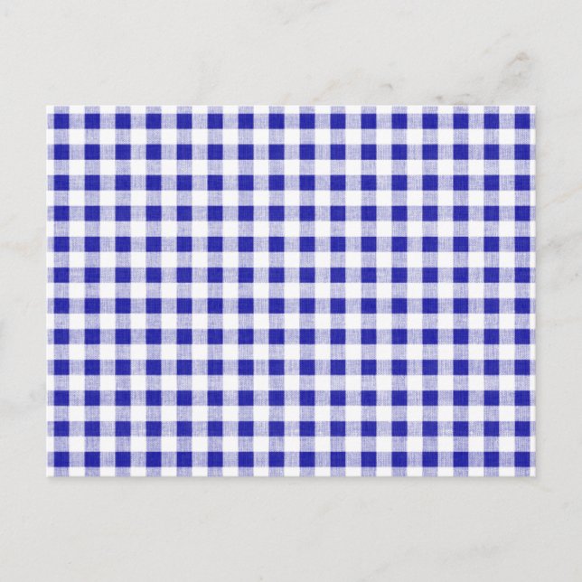Navy Blue White Gingham Pattern Postkarte (Vorderseite)