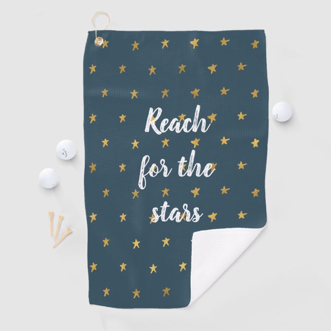 Navy Blue White Gold Stars Golfhandtuch (Insitu)