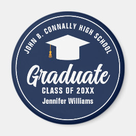 Navy Blue White Graduate Custom Graduate Party Magnet