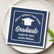 Navy Blue White Graduate Custom Graduate Party